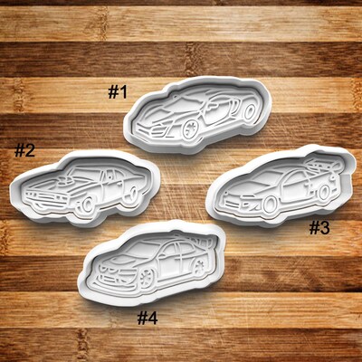Race Cars Cookie Cutter | Cookie Stamp | Cookie Embosser | Cookie Fondant | Clay Stamp | Clay Earring Cutter | 3D Printed | Sports Cars - image1